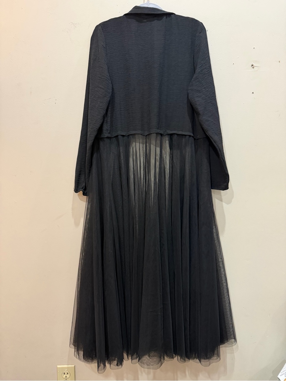 Women’s Black Trench Coat with Tulle duster “skirt”